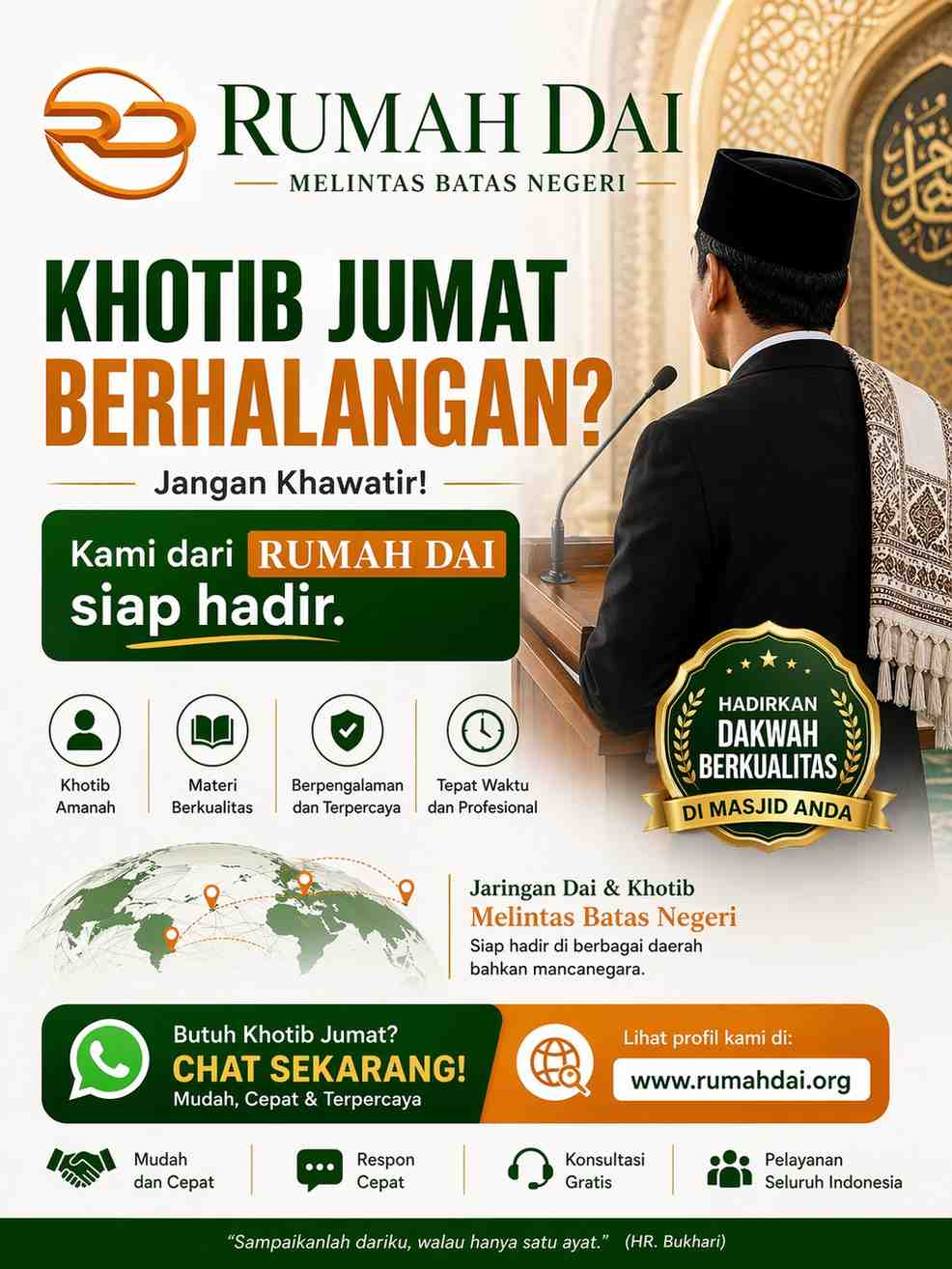Khotib masjid Anda berhalangan ?